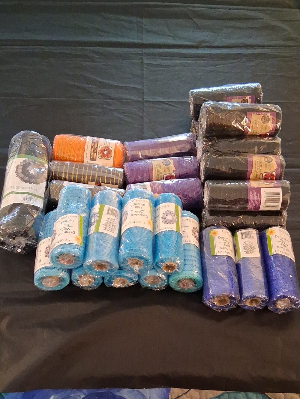 31 Rolls Deco Poly Mesh Ribbon Bulk Bundle - Halloween Fall Craft Wreath Supply